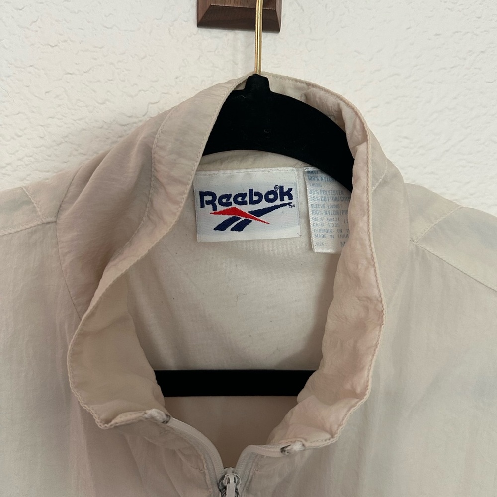 Reebok early 90s Vintage Windbreaker Jacket Size‎ M White lightweight w/ pockets - Picture 3 of 4